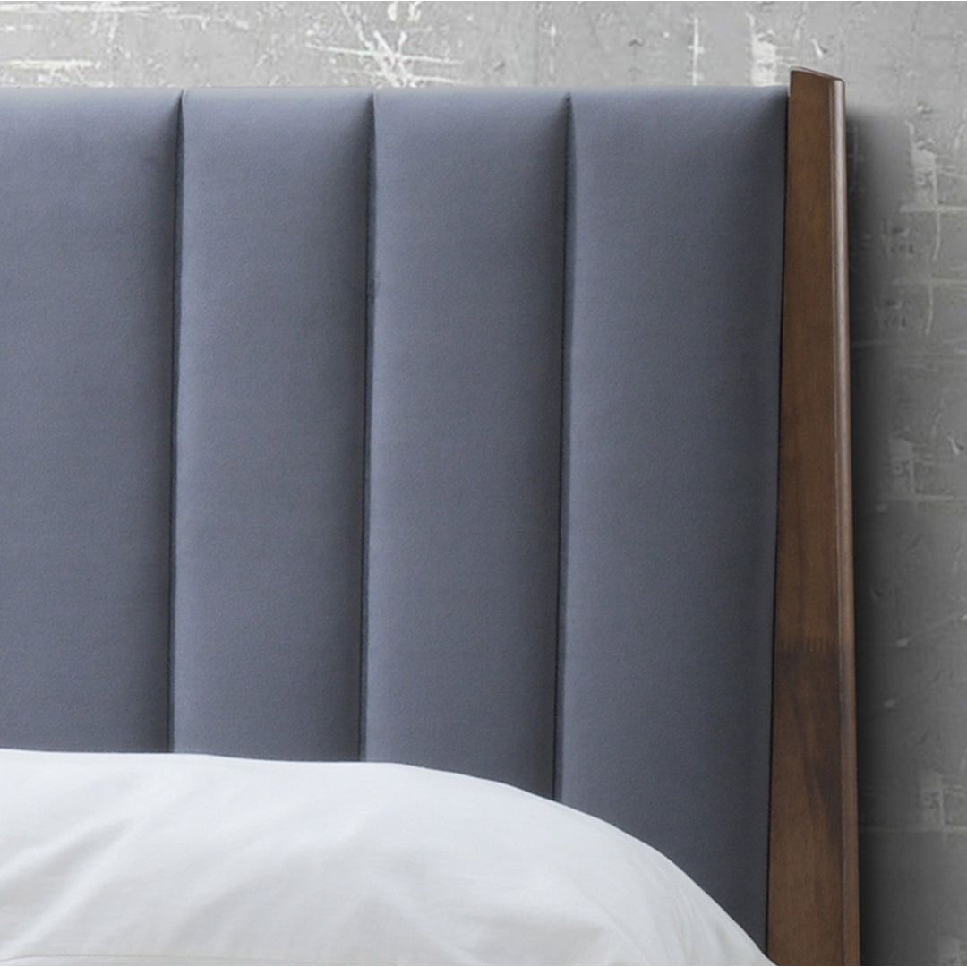 Velvet Double Bed With Wooden Frame - Cheslyn