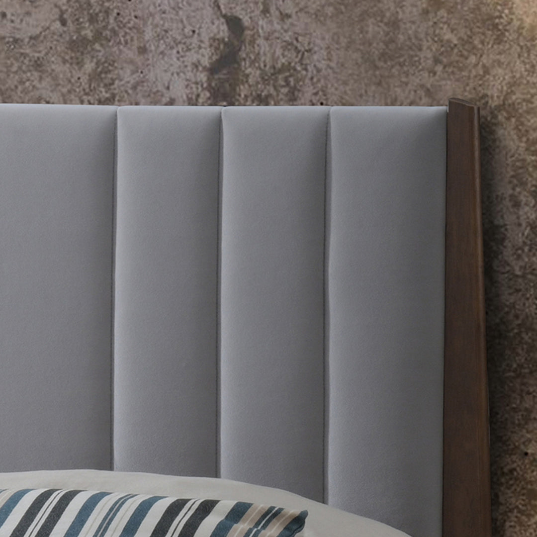 Velvet Double Bed With Wooden Frame - Cheslyn