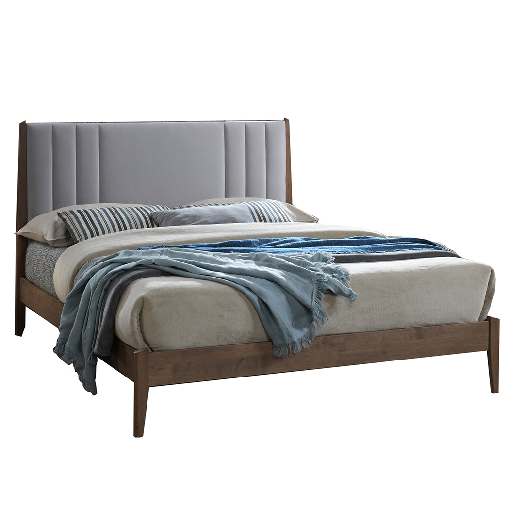 Velvet Double Bed With Wooden Frame - Cheslyn