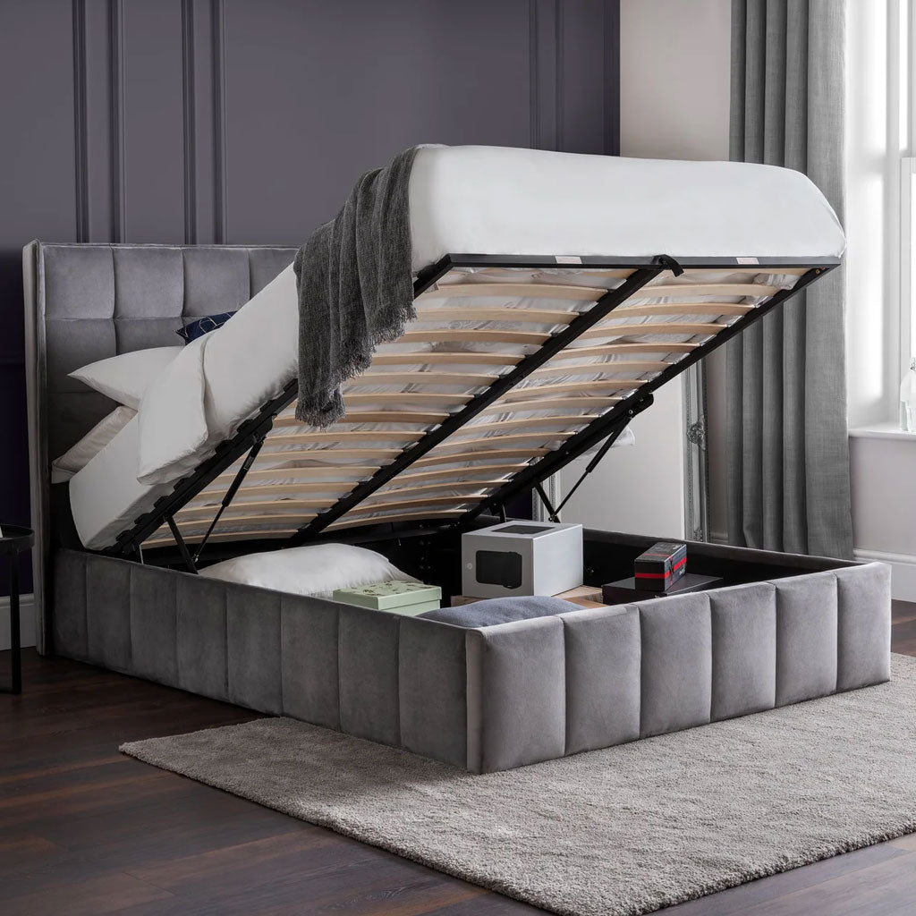 Velvet Double Ottoman Storage Bed - Gatsby
