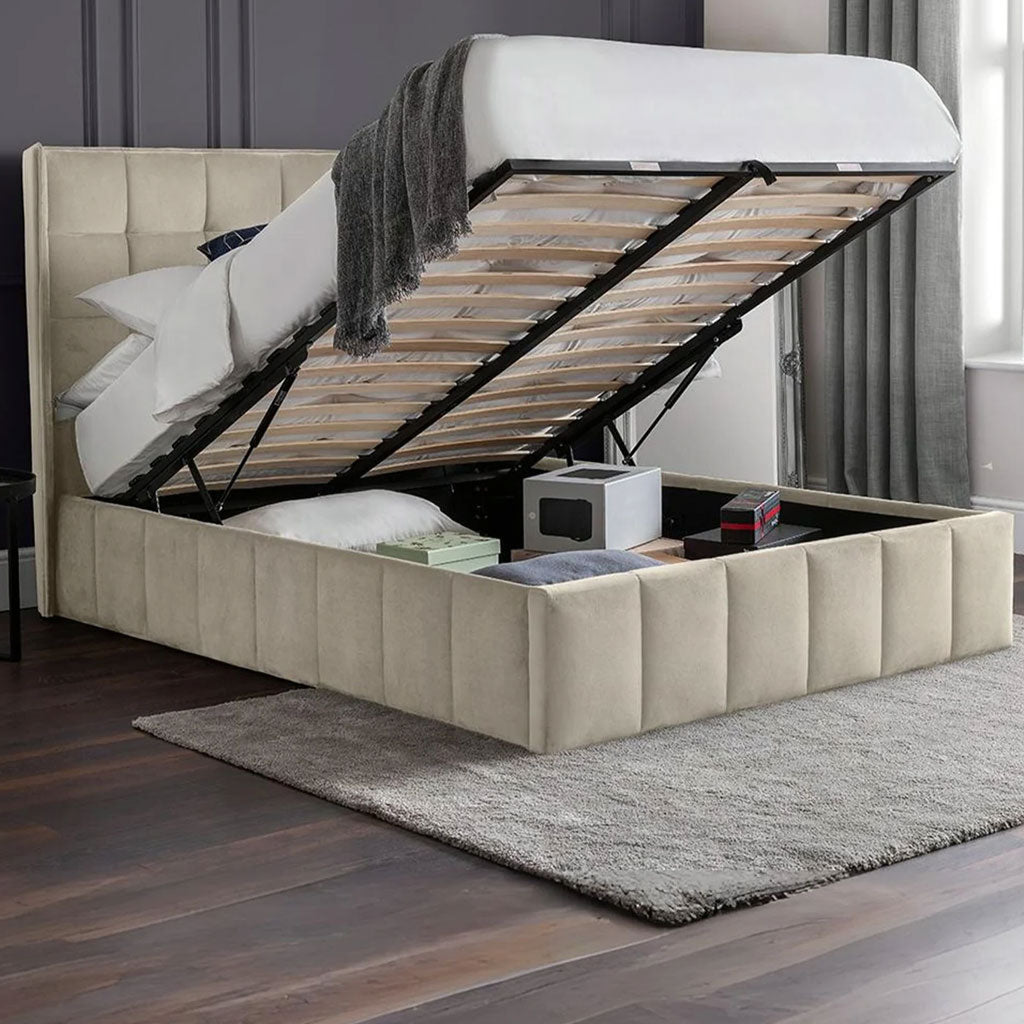 Velvet Double Ottoman Storage Bed - Gatsby