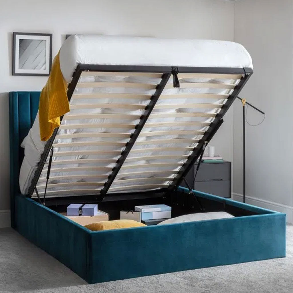 Velvet Double Ottoman Storage Bed - Langham