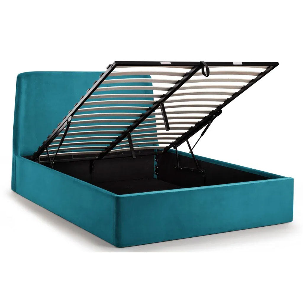 Velvet Double Ottoman Storage Bed With Curved Headboard - Frida