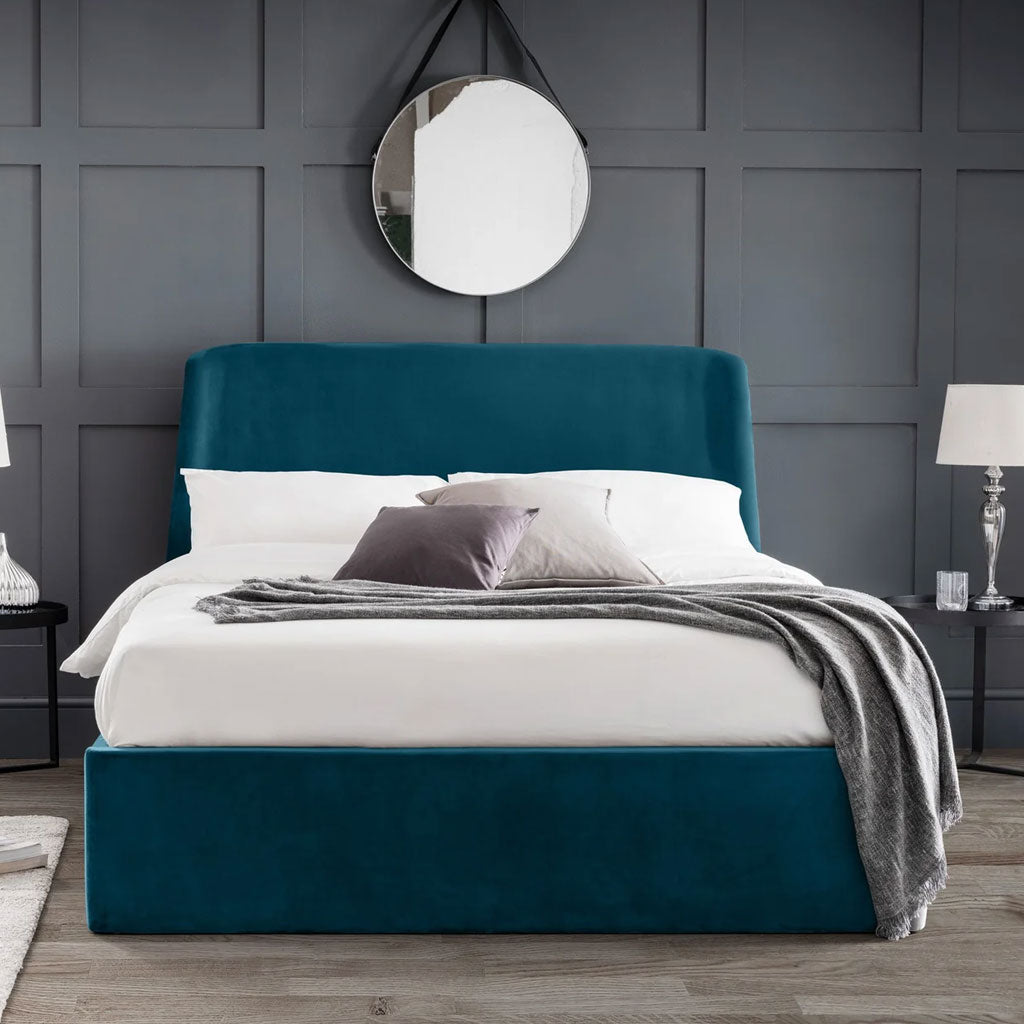 Velvet Double Ottoman Storage Bed With Curved Headboard - Frida