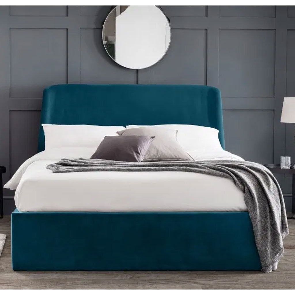 Velvet Double Ottoman Storage Bed With Curved Headboard - Frida