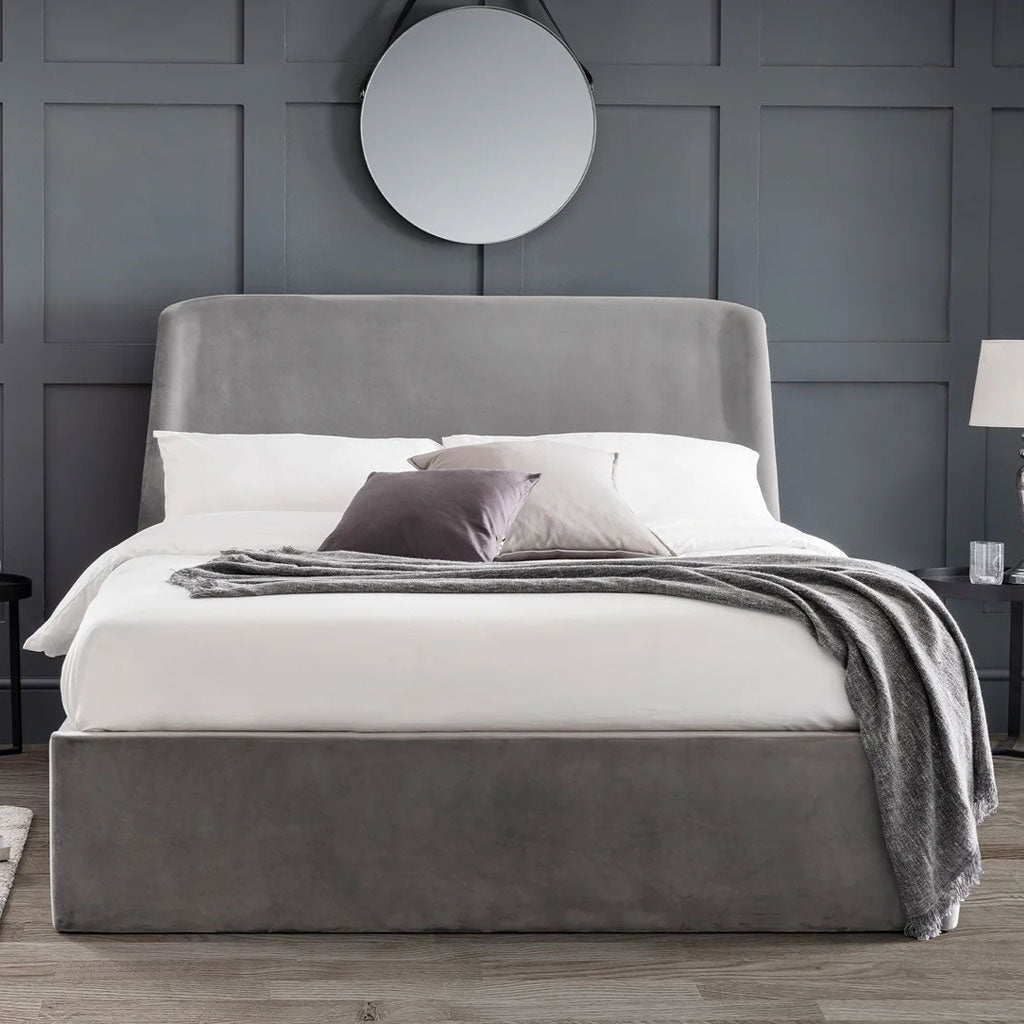 Velvet Double Ottoman Storage Bed With Curved Headboard - Frida