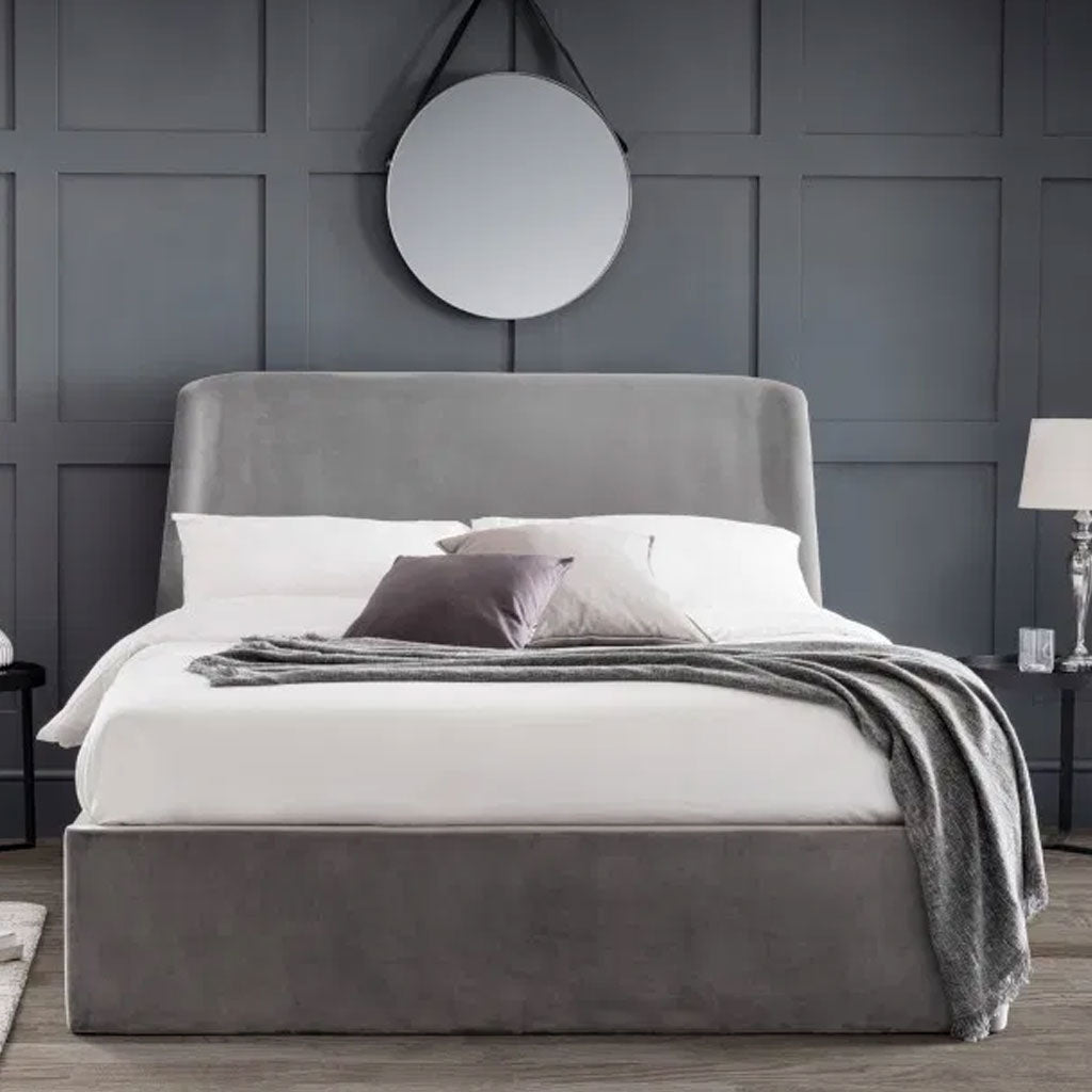 Velvet Double Ottoman Storage Bed With Curved Headboard - Frida