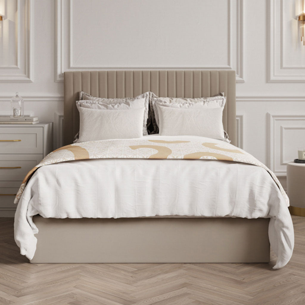 Velvet Double Ottoman Storage Bed With Tall Headboard - Berlin