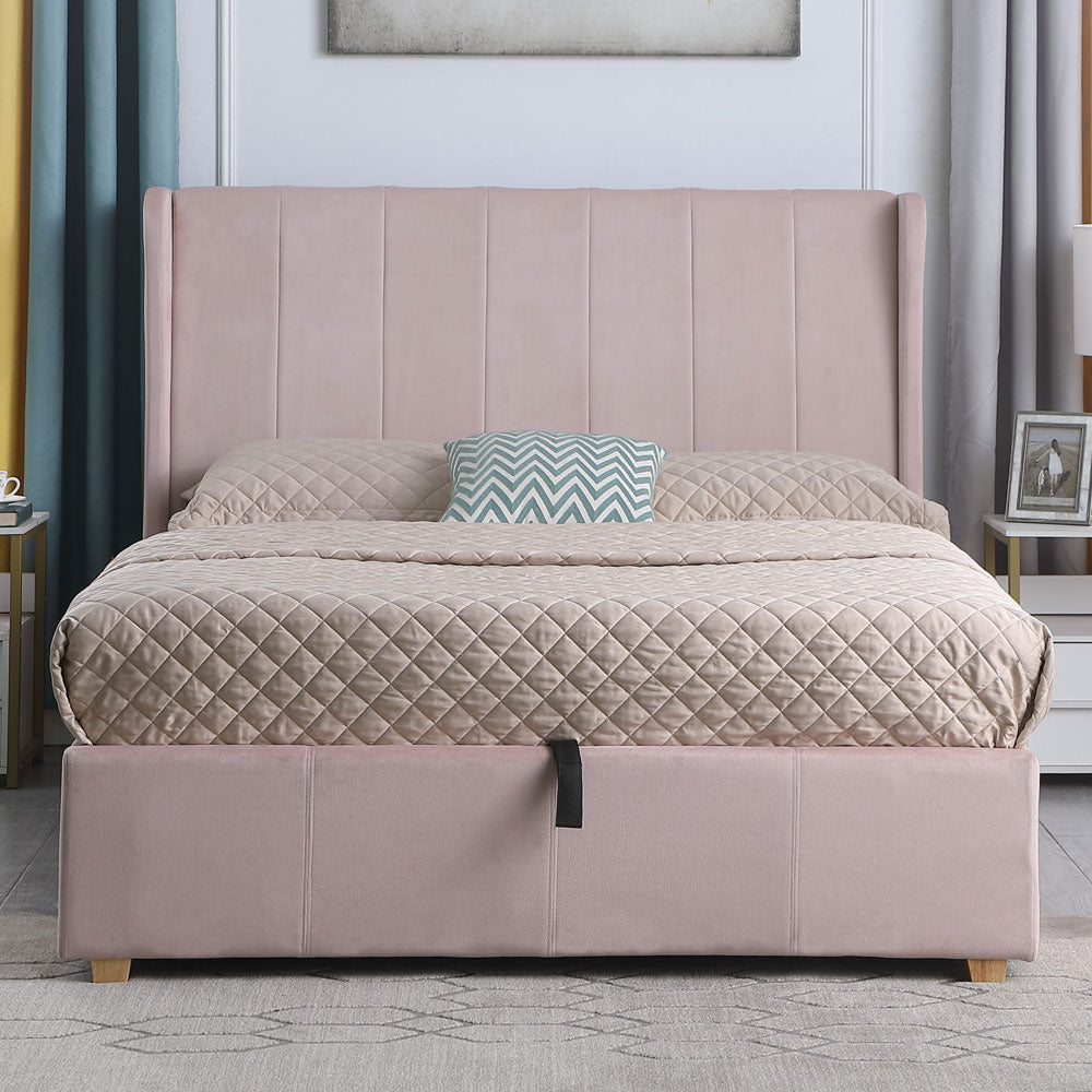 Velvet Double Ottoman Storage Bed - Amelia