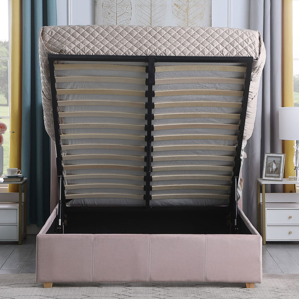 Velvet Double Ottoman Storage Bed - Amelia