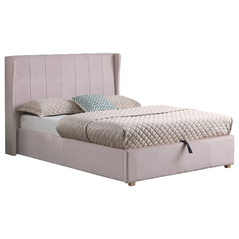 Velvet Double Ottoman Storage Bed - Amelia