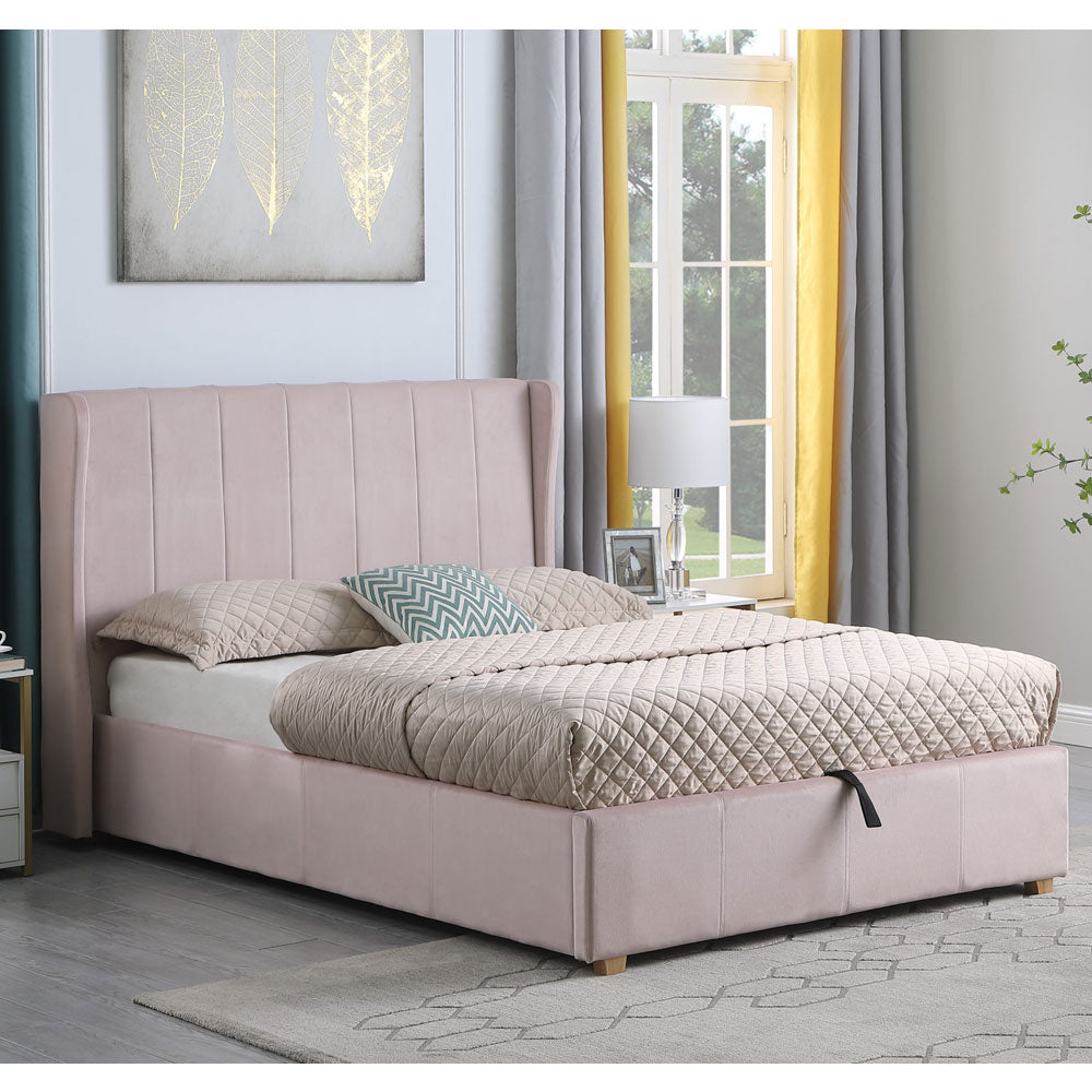 Velvet Double Ottoman Storage Bed - Amelia