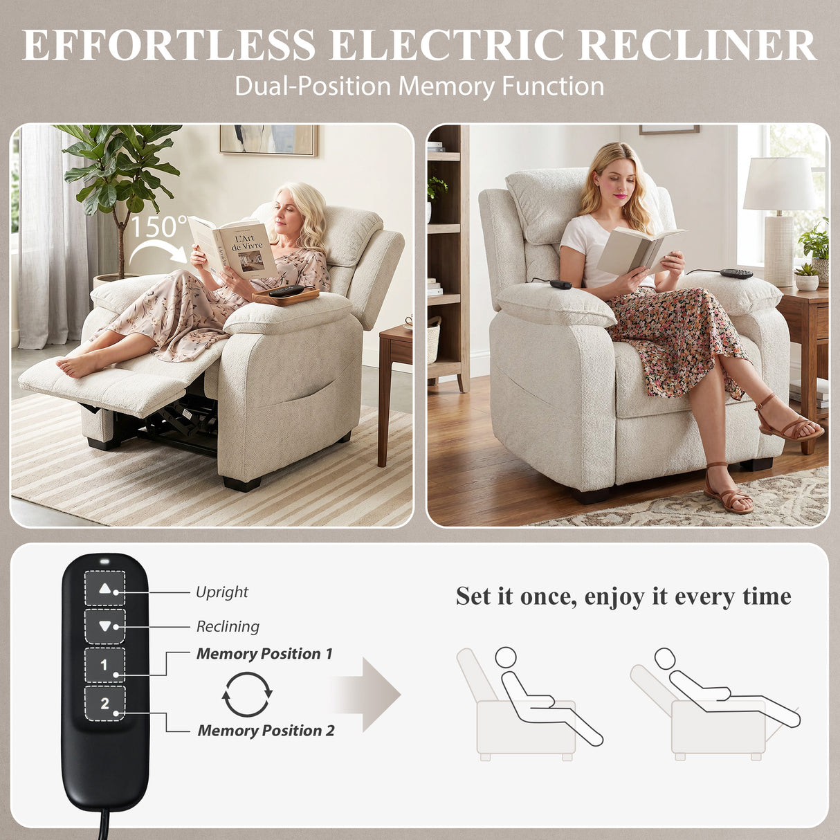 Velvet Electric Recliner Chair 86cm Wide - Velmora