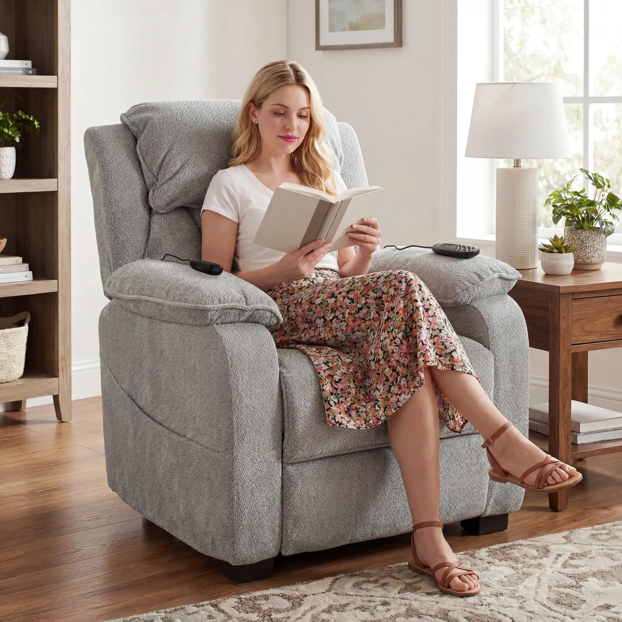 Velvet Electric Recliner Chair 86cm Wide - Velmora