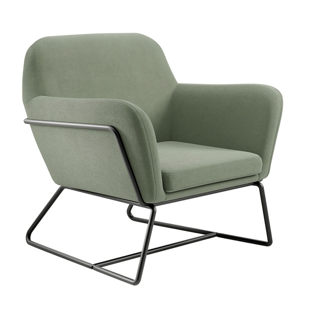 Velvet Fabric Armchair With Black Frame - Charles