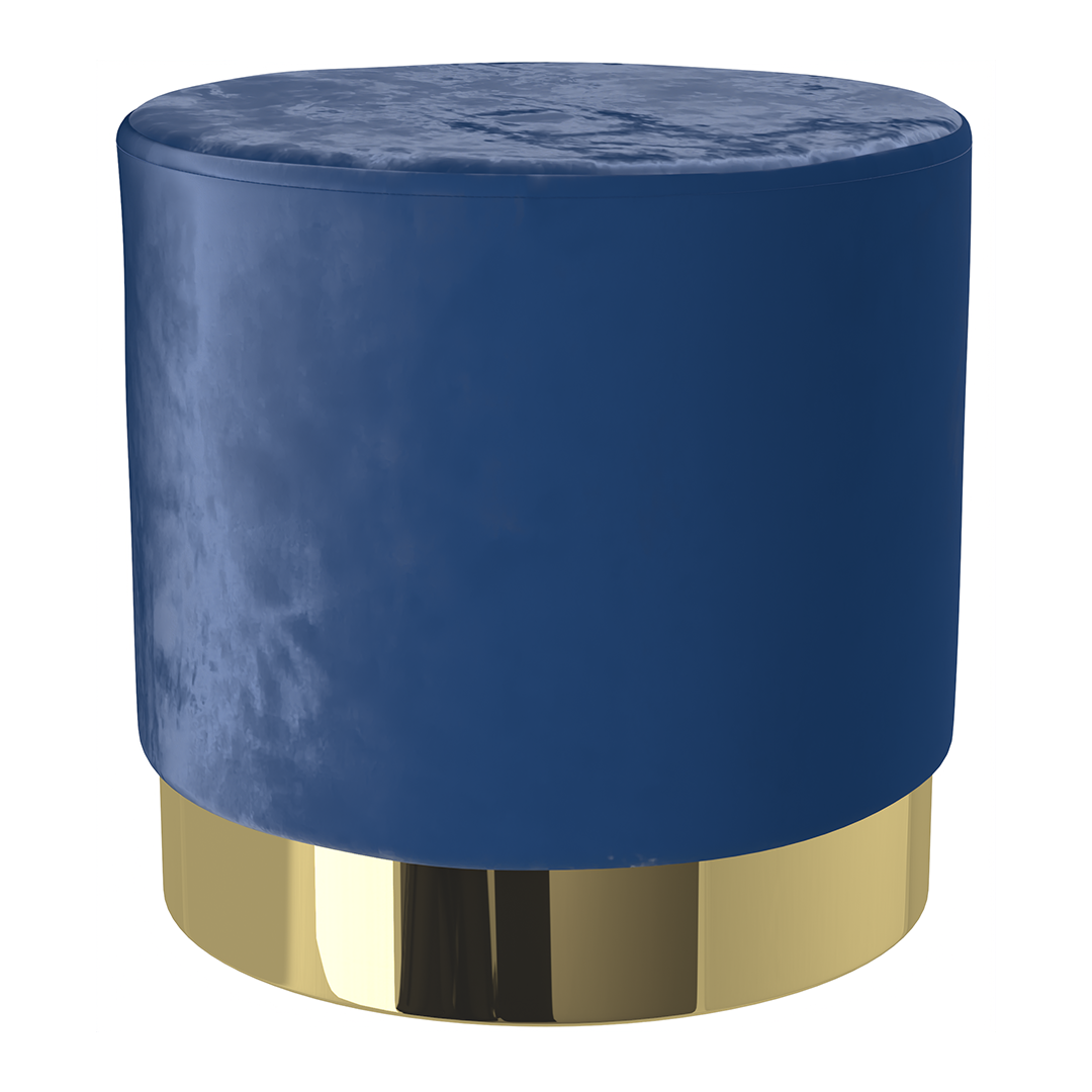 Velvet Footstool With Polished Gold Base - Ashford