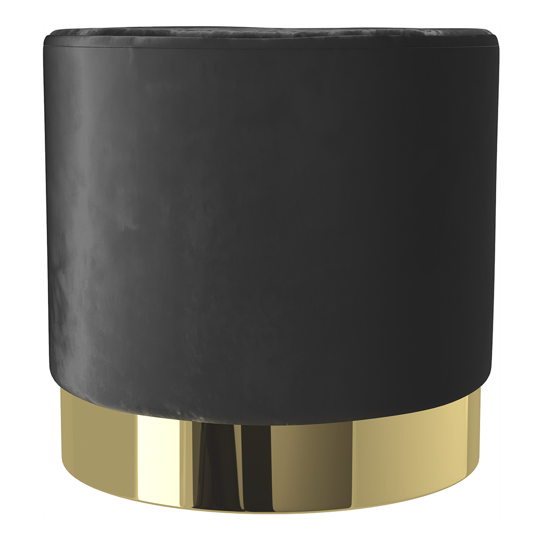 Velvet Footstool With Polished Gold Base - Ashford