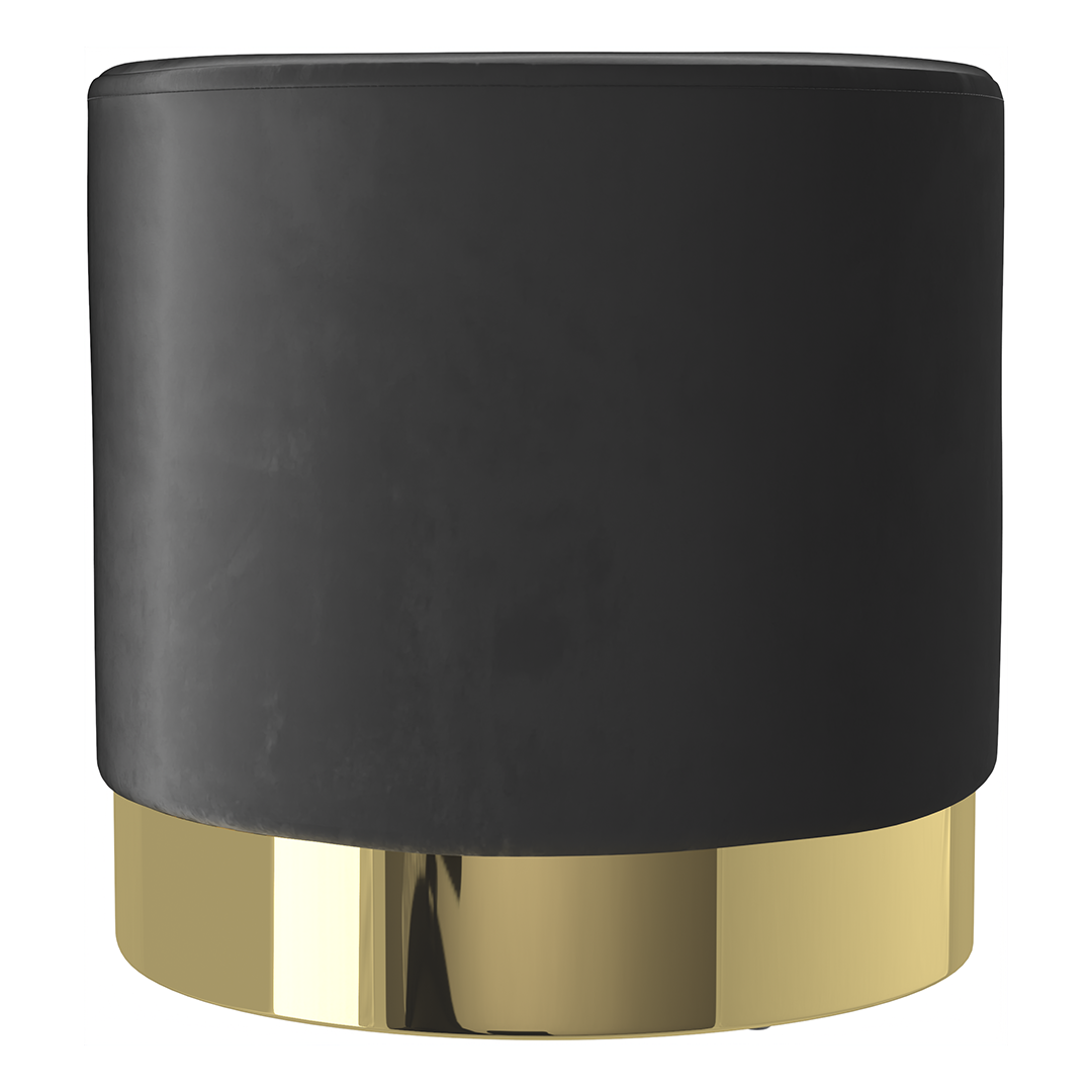 Velvet Footstool With Polished Gold Base - Ashford