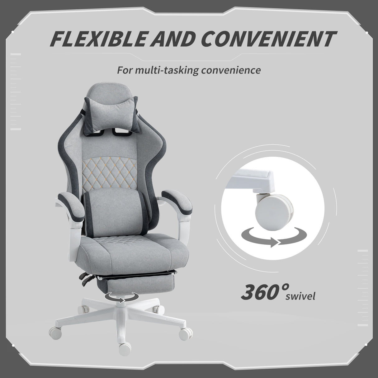 Velvet Gaming Chair 64cm Wide With Headrest - Velmora