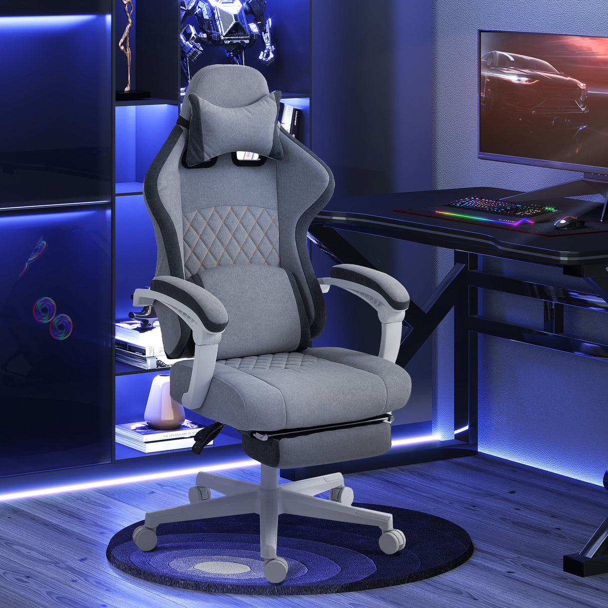 Velvet Gaming Chair 64cm Wide With Headrest - Velmora