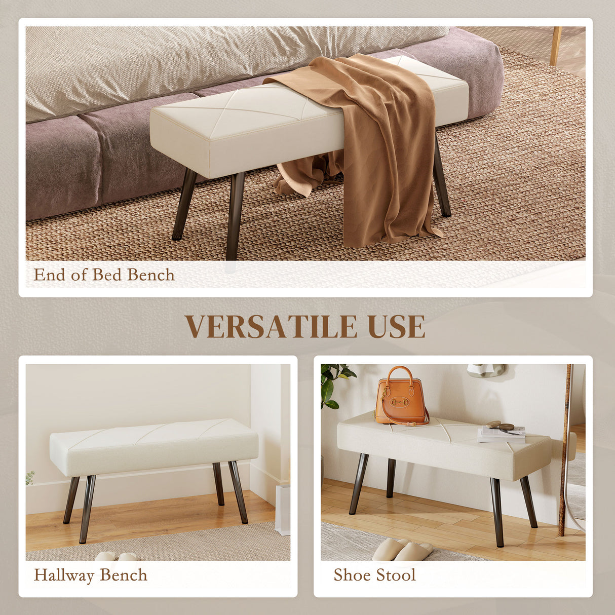 Velvet Hallway Seating Bench 100cm Wide - Velmora