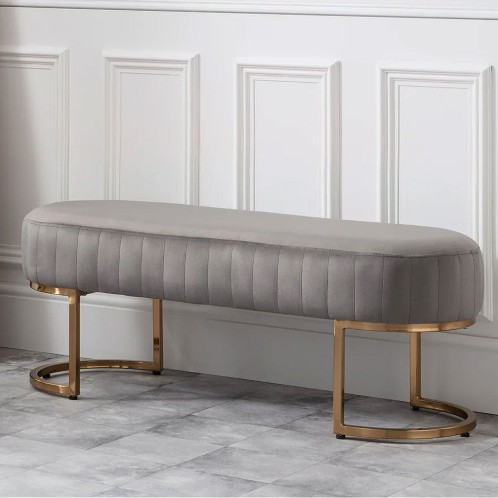 Velvet Hallway Seating Bench With Gold Legs - Harrogate