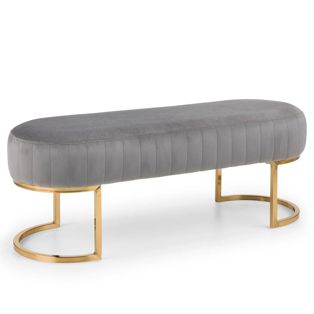 Velvet Hallway Seating Bench With Gold Legs - Harrogate
