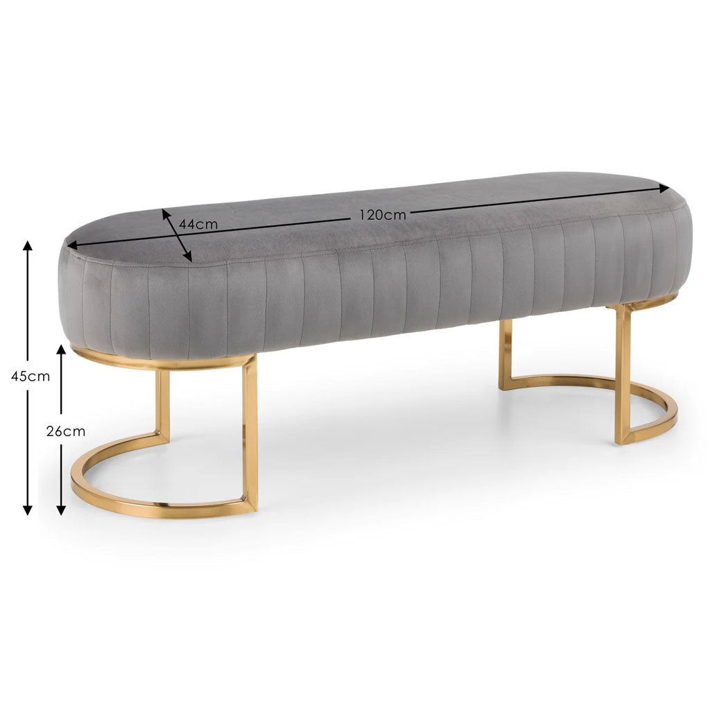 Velvet Hallway Seating Bench With Gold Legs - Harrogate