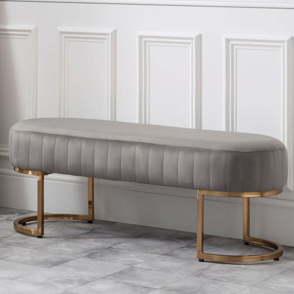 Velvet Hallway Seating Bench With Gold Legs - Harrogate