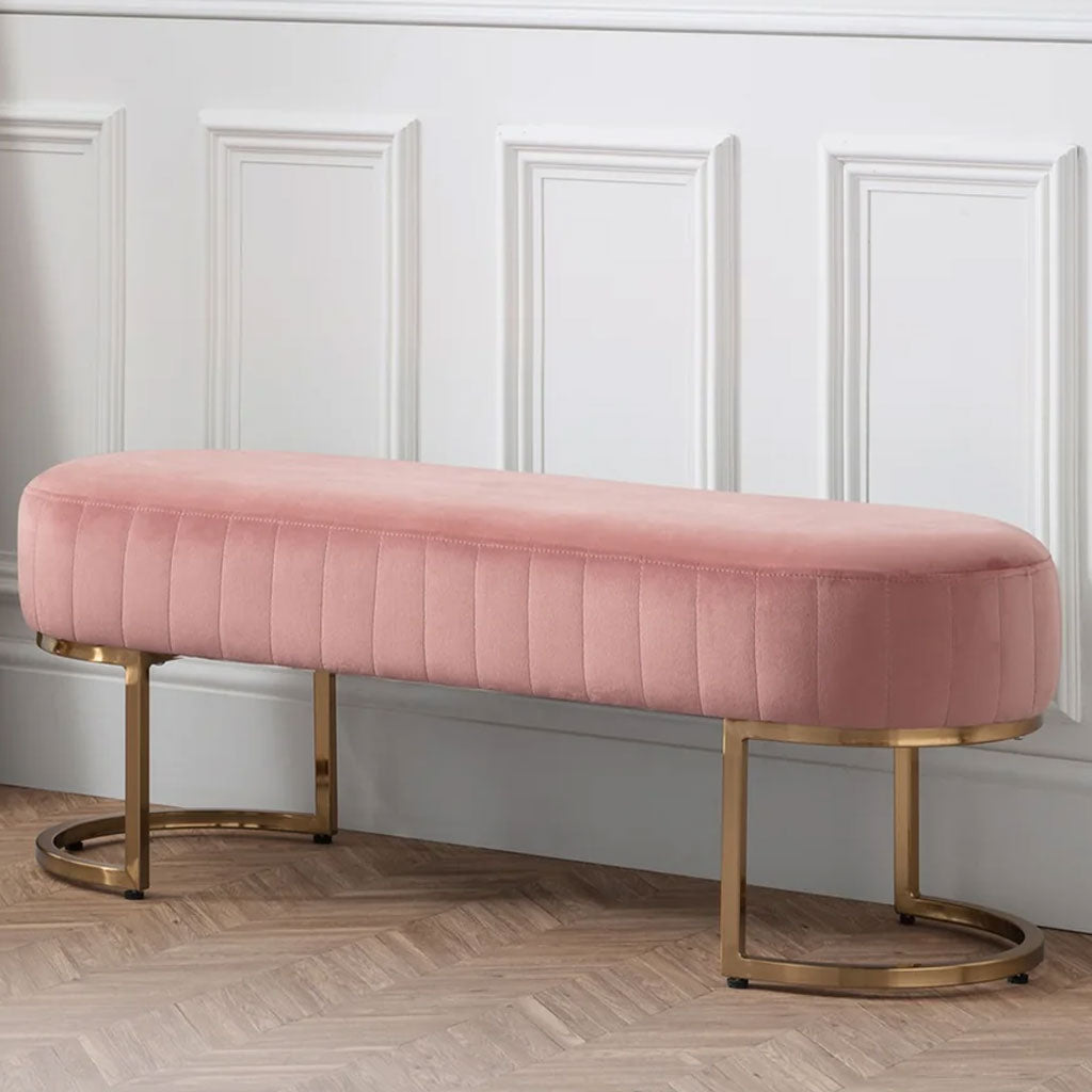 Velvet Hallway Seating Bench With Gold Legs - Harrogate