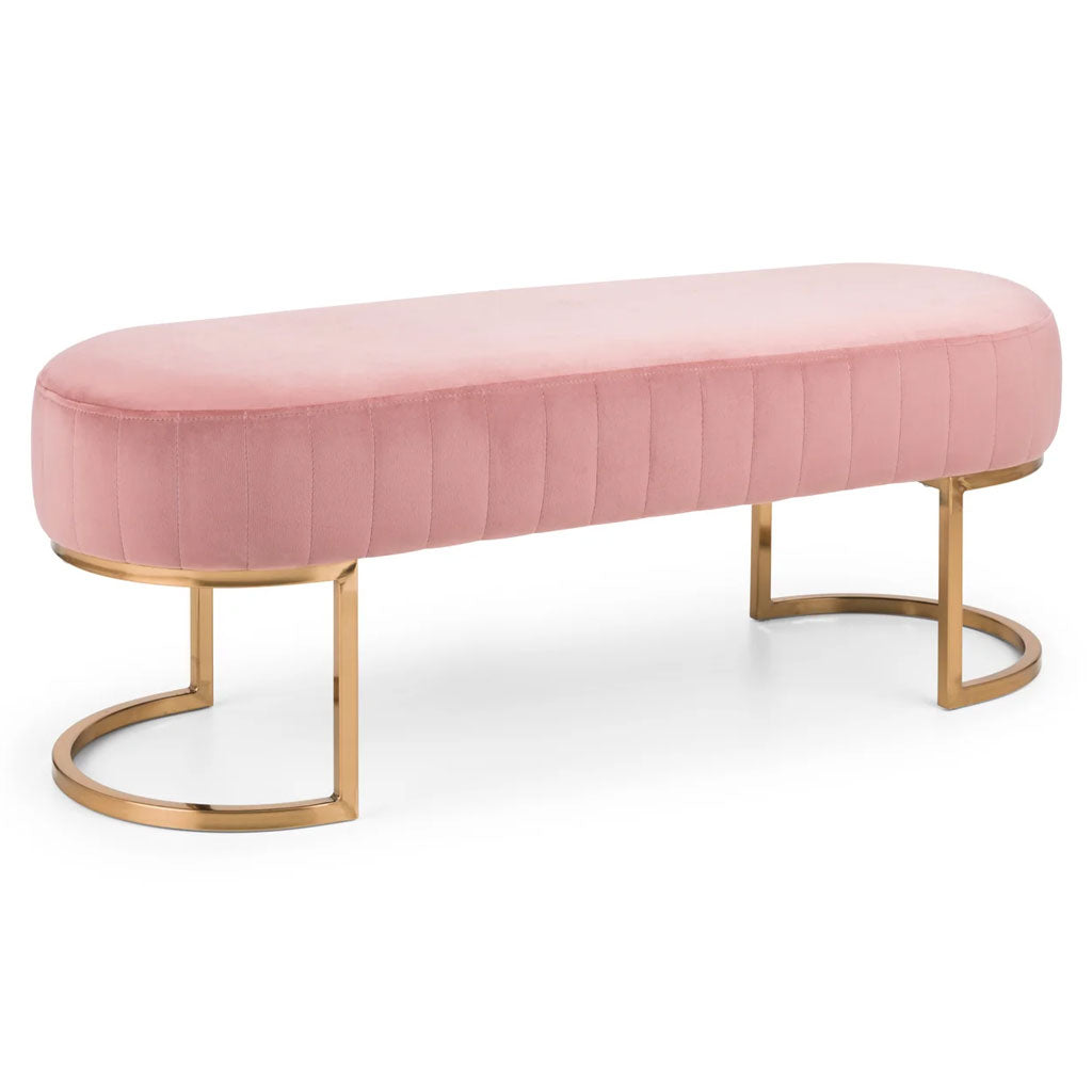 Velvet Hallway Seating Bench With Gold Legs - Harrogate