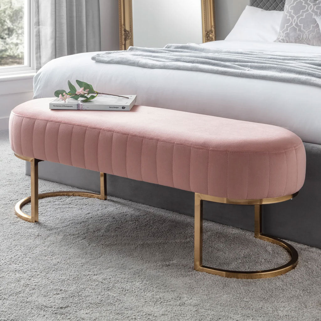 Velvet Hallway Seating Bench With Gold Legs - Harrogate