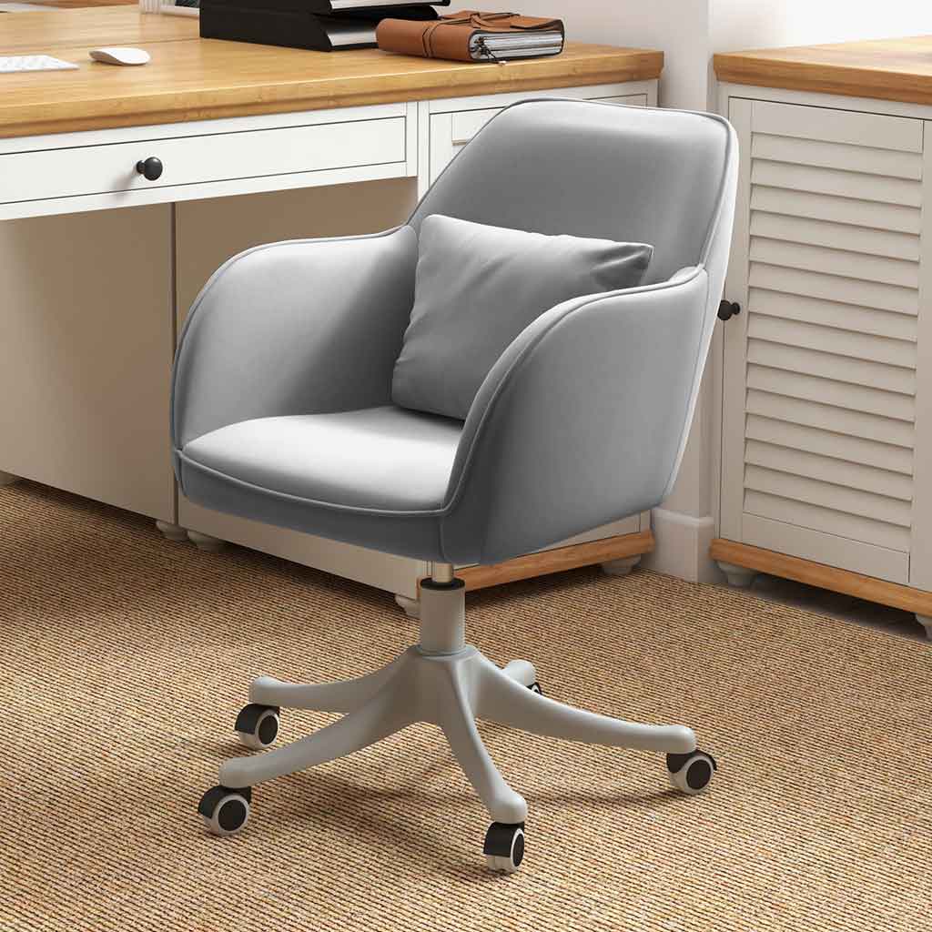 Velvet Home And Office Chair 57cm Wide With Lumbar Pillow - Velmora