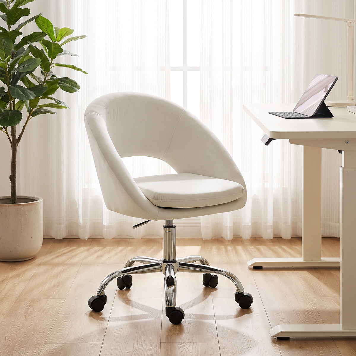 Velvet Home And Office Chair 59cm Wide - Velmora