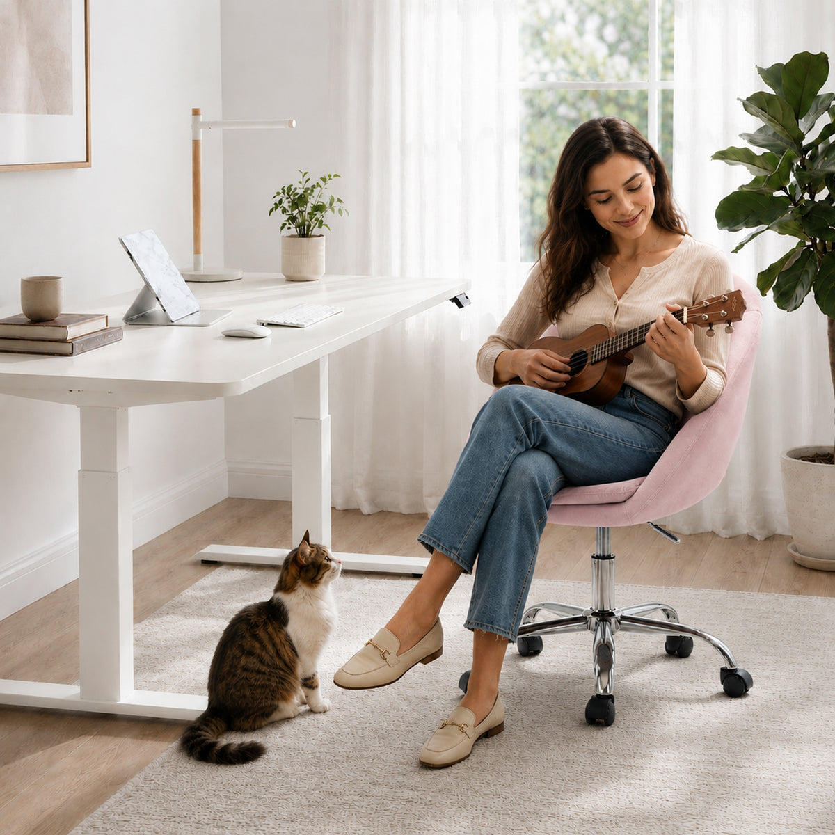 Velvet Home And Office Chair 59cm Wide - Velmora