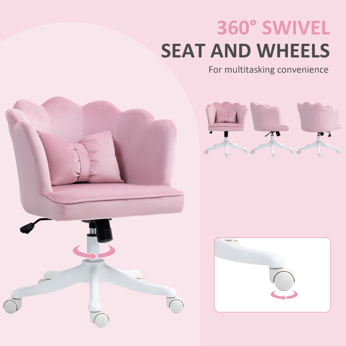 Velvet Home And Office Chair 66cm Wide With Wheels - Velmora