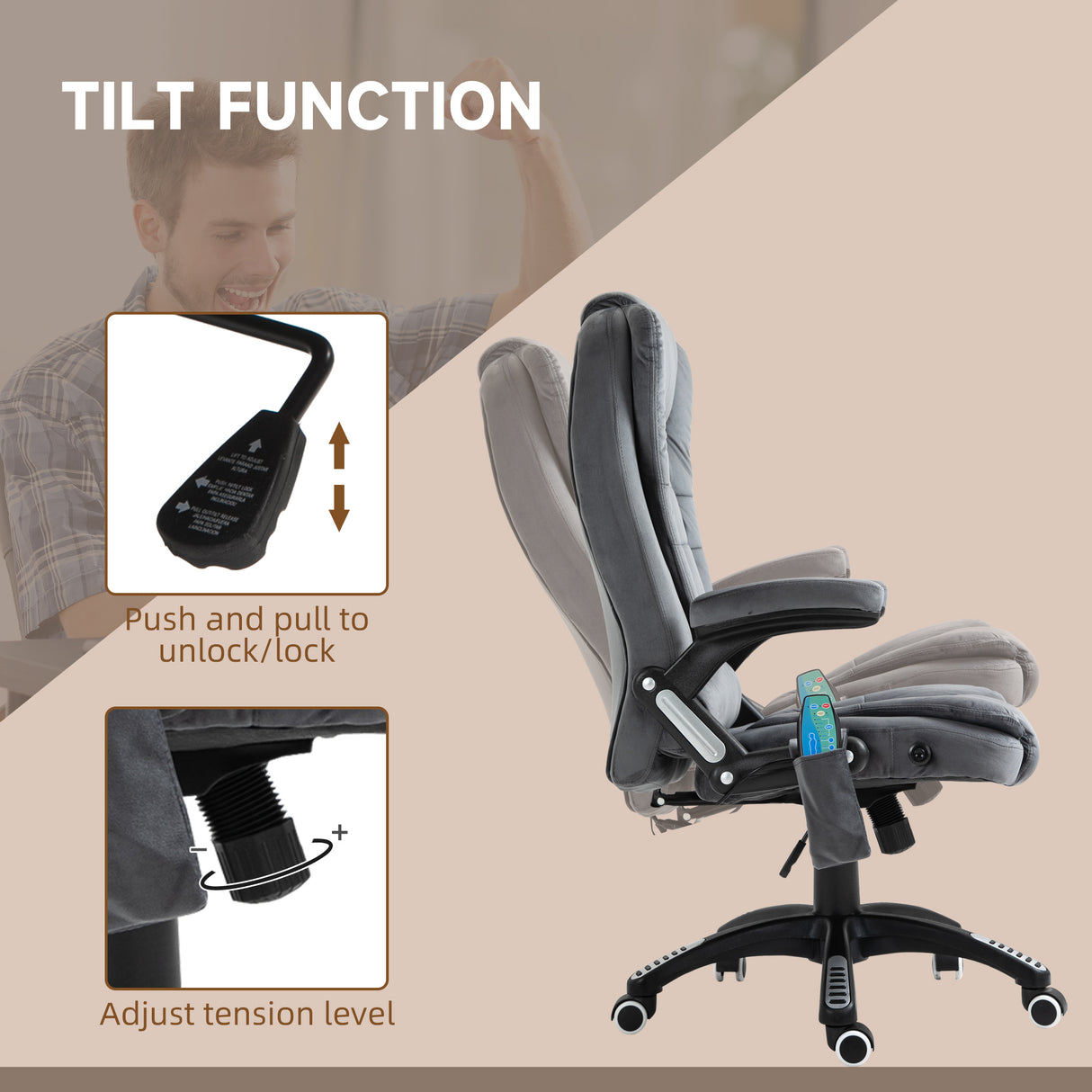 Velvet Home And Office Chair 67cm Wide With Armrest - Velmora