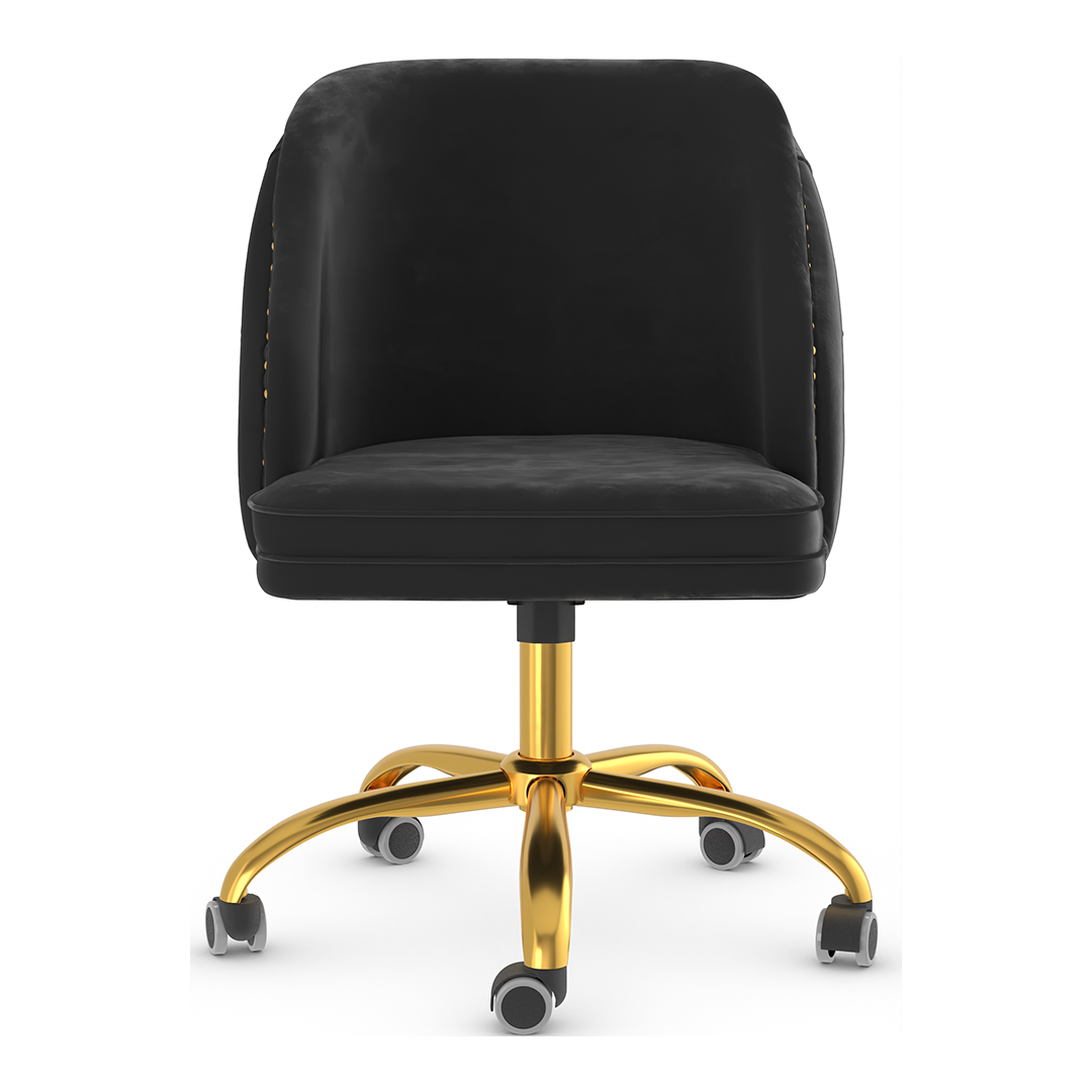 Velvet Home And Office Chair With Polished Gold Frame - Aberley