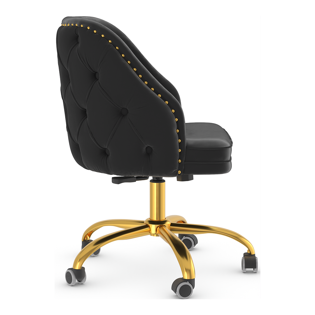 Velvet Home And Office Chair With Polished Gold Frame - Aberley