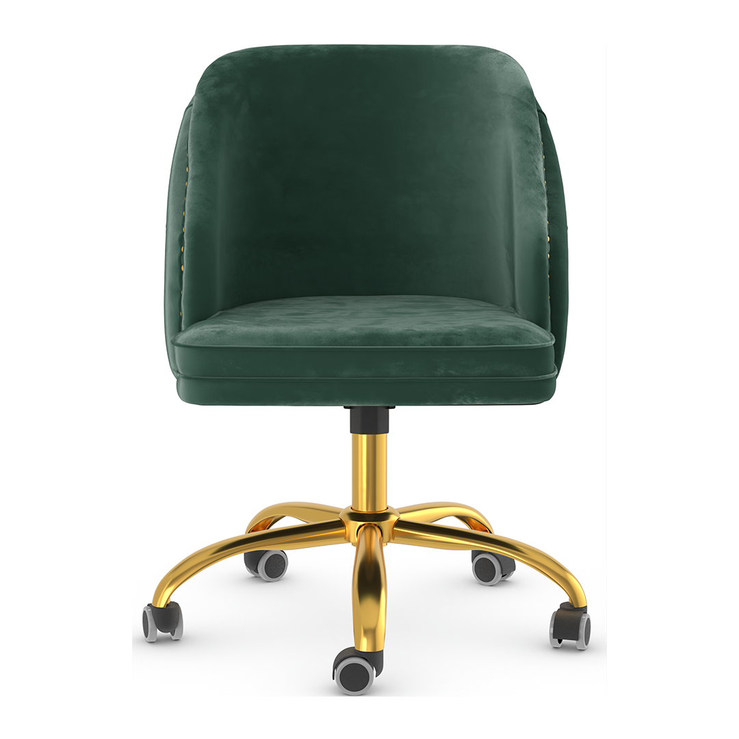 Velvet Home And Office Chair With Polished Gold Frame - Aberley