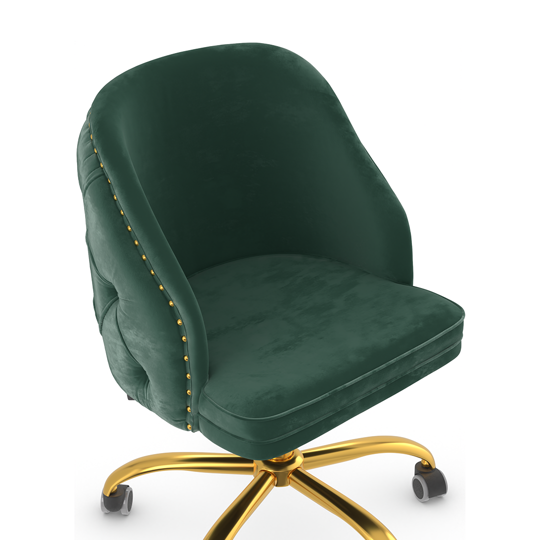 Velvet Home And Office Chair With Polished Gold Frame - Aberley