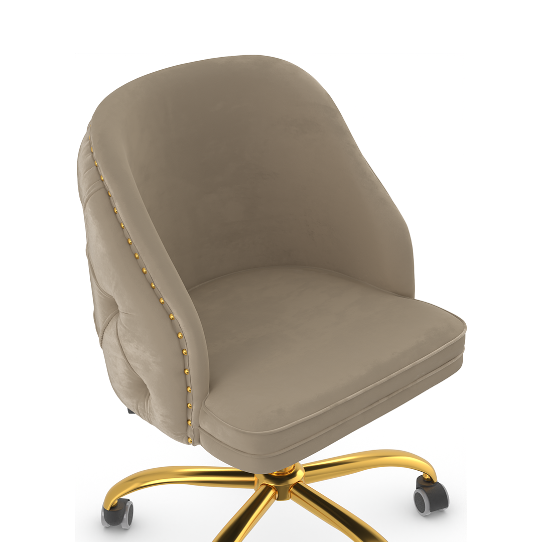 Velvet Home And Office Chair With Polished Gold Frame - Aberley