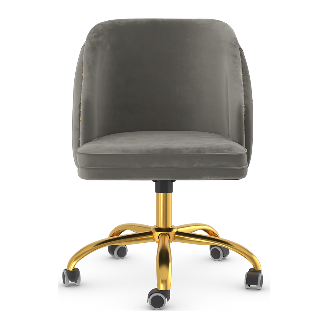 Velvet Home And Office Chair With Polished Gold Frame - Aberley