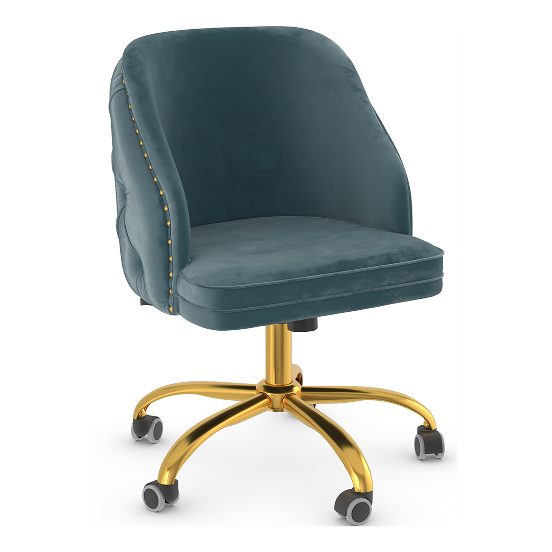 Velvet Home And Office Chair With Polished Gold Frame - Aberley