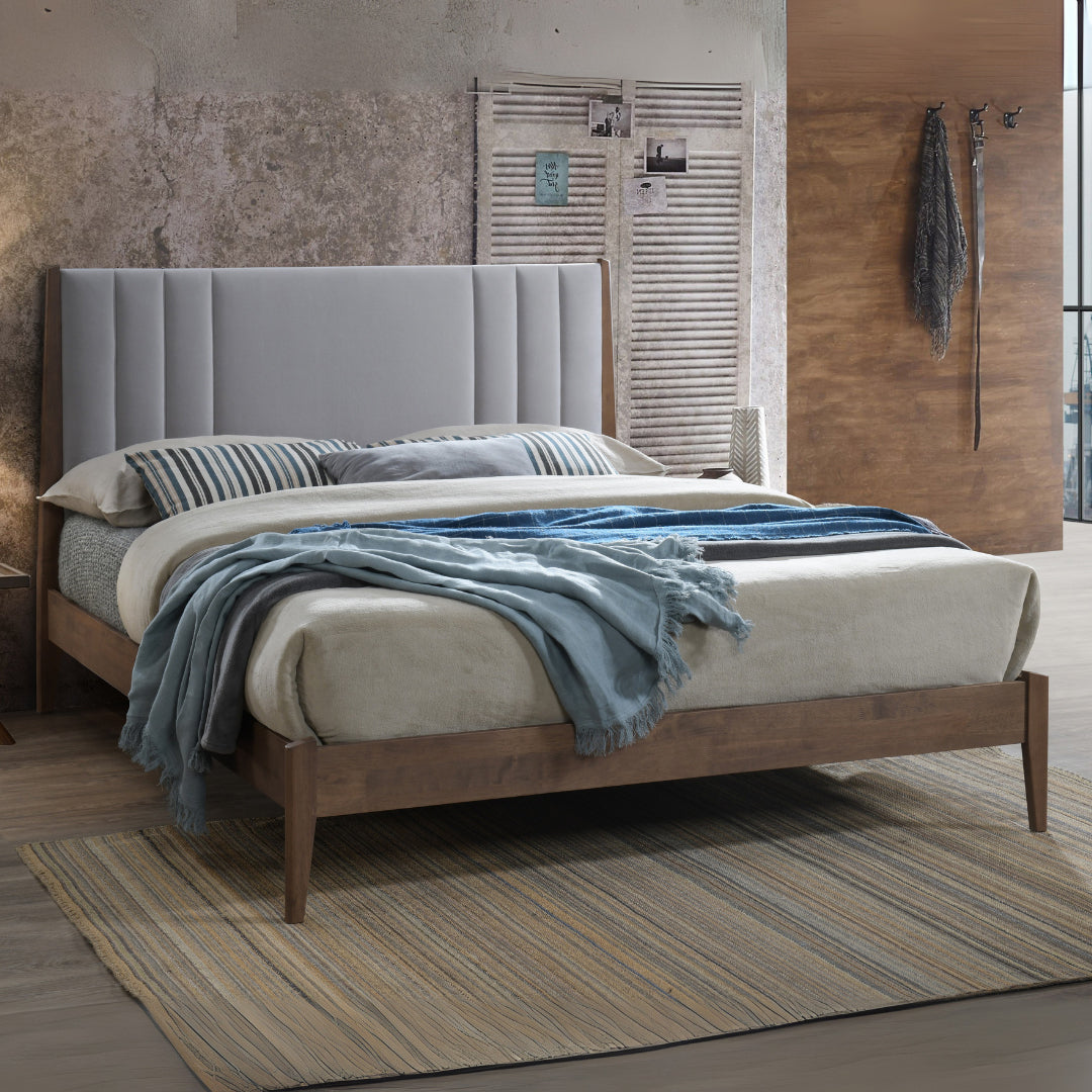 Velvet King Size Bed With Wooden Frame - Cheslyn