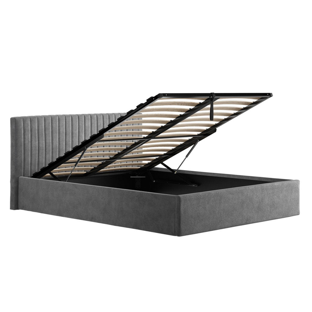 Velvet King Size Ottoman Storage Bed - Berlin