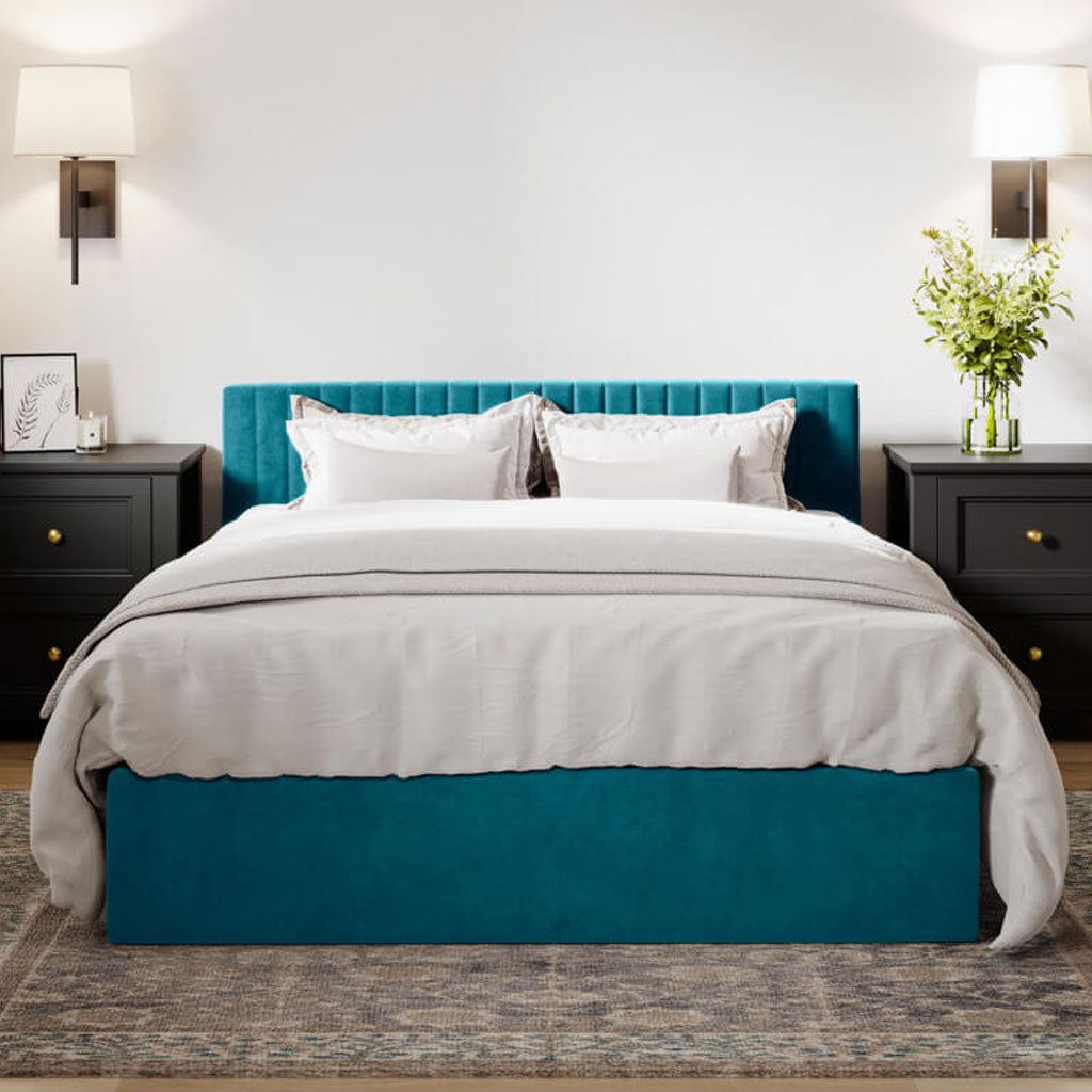 Velvet King Size Ottoman Storage Bed - Berlin