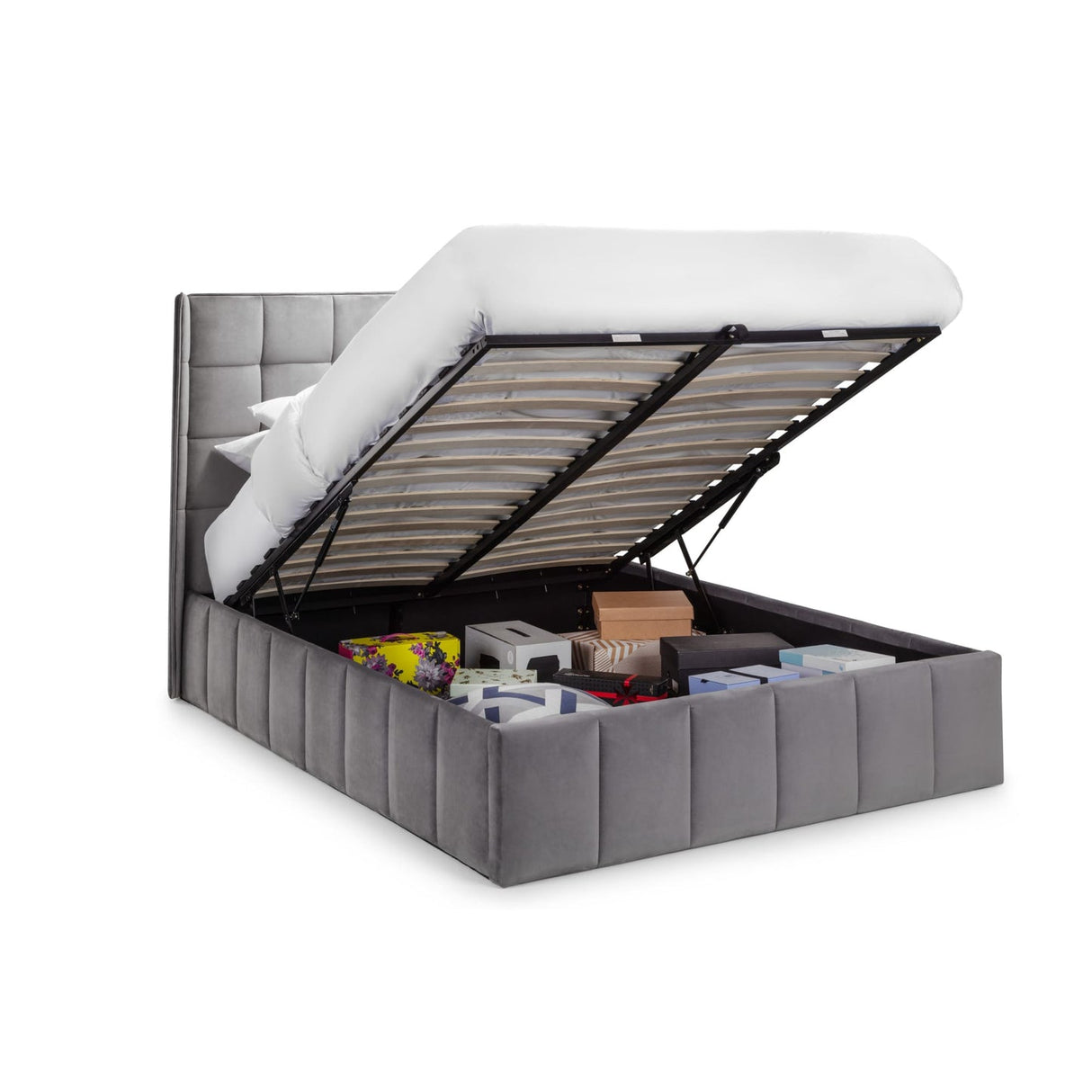Velvet King Size Ottoman Storage Bed - Gatsby