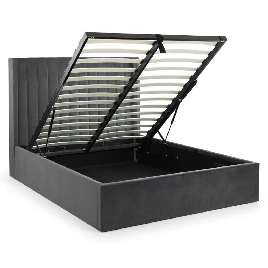 Velvet King Size Ottoman Storage Bed - Langham