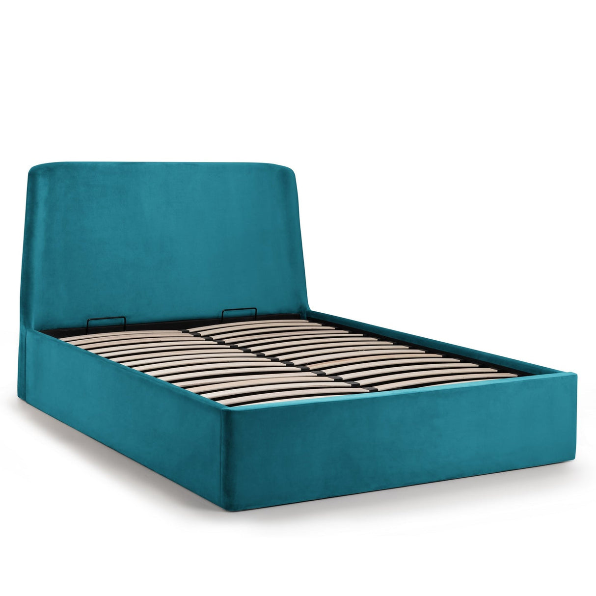 Velvet King Size Ottoman Storage Bed With Curved Headboard - Frida